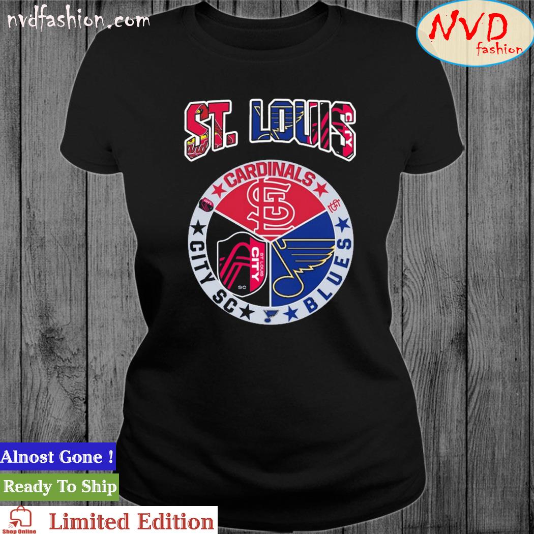 St louis cardinals st louis blues st louis city sc logo shirt, hoodie, sweater, long sleeve and tank top