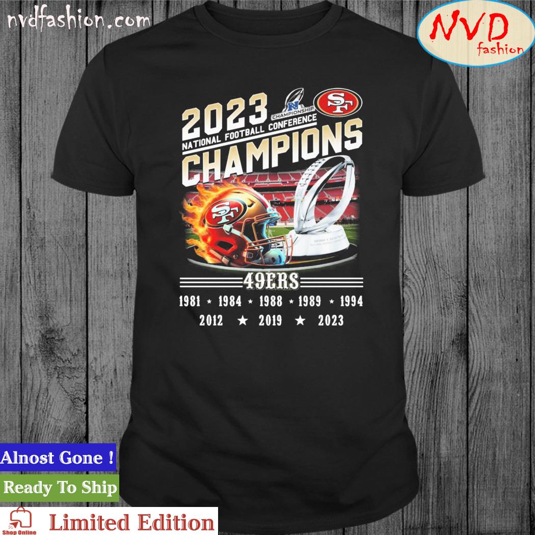 2023 National Football Conference Champions San Francisco 49ers Helmet Trophy Shirt