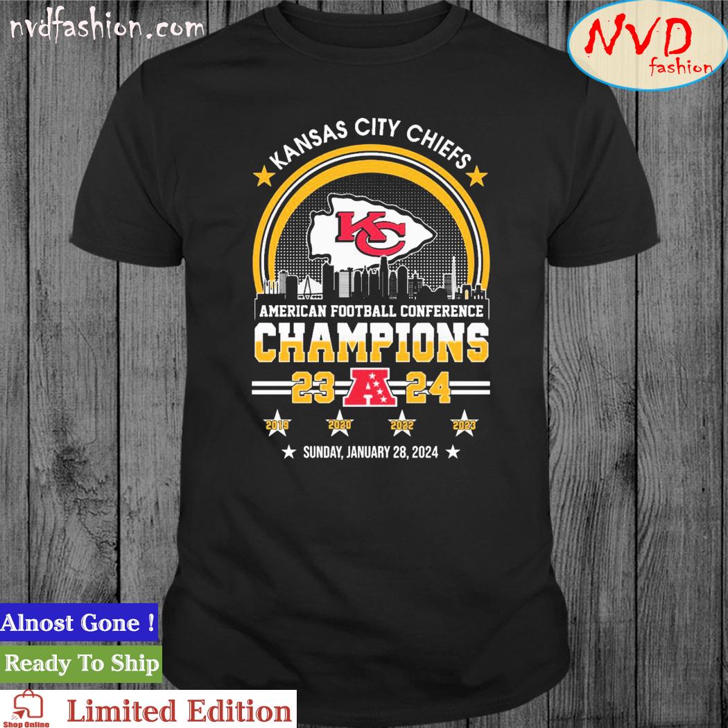 Kansas City Chiefs Skyline American Football Conference Champions 2023-2024 Sunday, January 28 Shirt