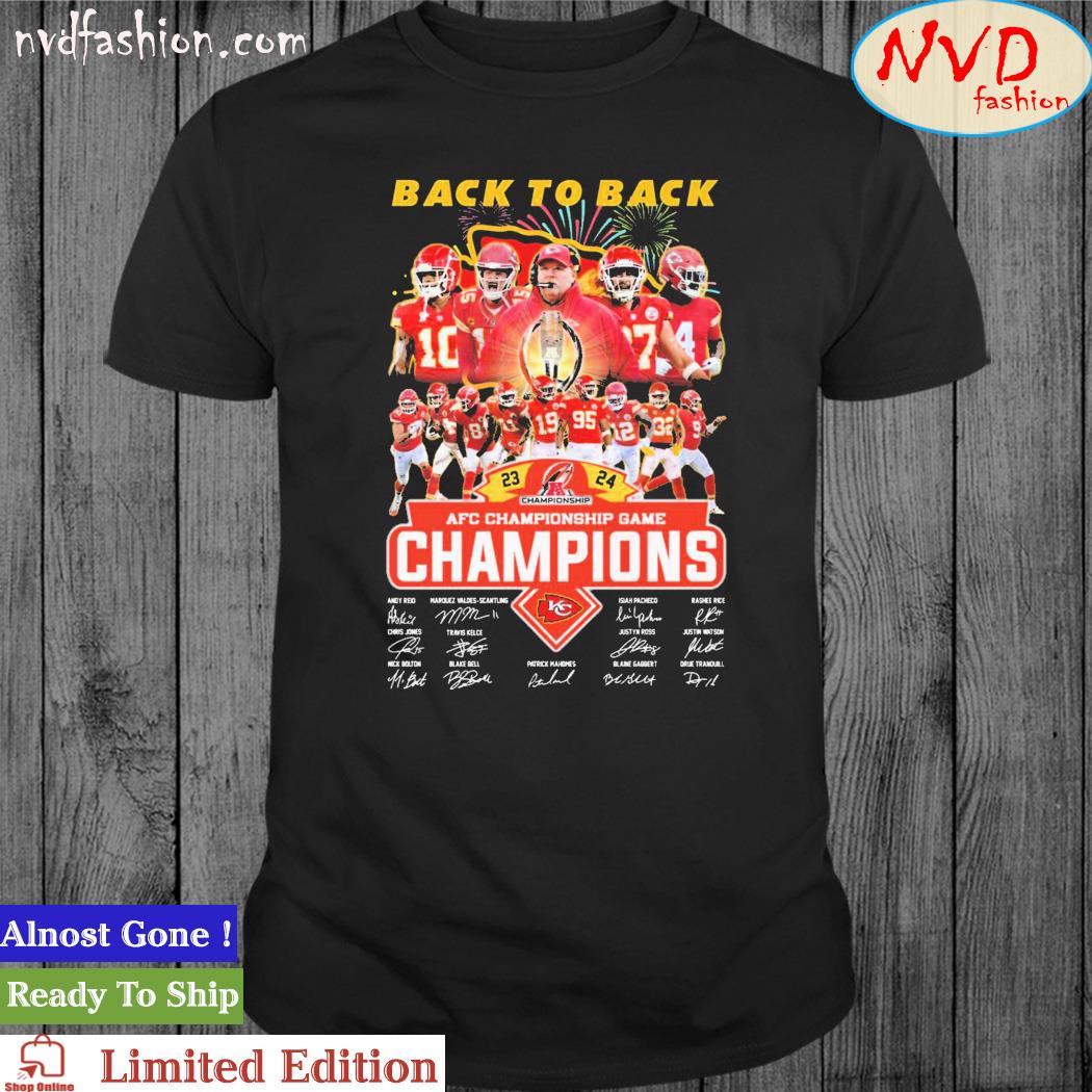 Official Back To Back AFC Championship Game Champions Kansas City Chiefs Team Signatures Shirt