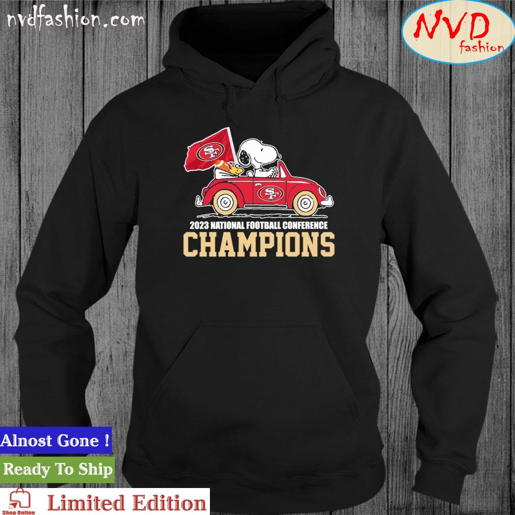 Peanuts Snoopy And Woodstock Drive Car San Francisco 49ers 2023 NFC Champions Shirt hoodie